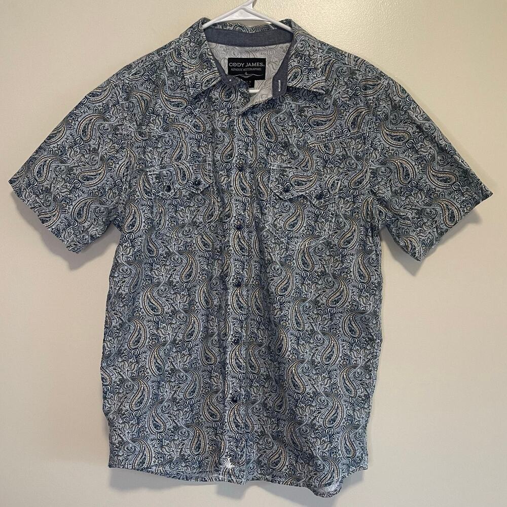 Cody James Men's M Paisley Snap Button Western Short Sleeve Shirt Rodeo Cowboy
